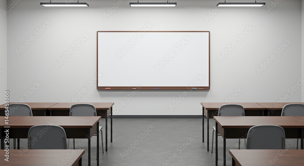 Aufkleber empty classroom with whiteboard and desks ready for studying