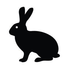 Black Silhouette of a Sitting Rabbit Hare Bunny Icon Image Graphic