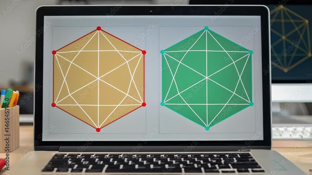 Poster A medium closeup of an augmented reality setup showing virtual geometric designs overlaying a workspace illustrating the integration of AI in spatial planning.