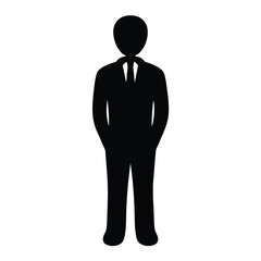 Silhouette of a Businessman Standing with Hands in Pockets Simple Minimalist Icon Graphic Design