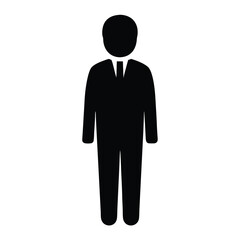 Simple Black Silhouette Icon of a Businessman in a Suit and Tie