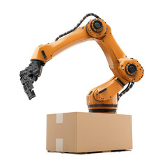Fototapeta premium Packaging Robotic Arm isolated on transparent background .