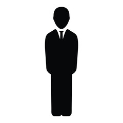 Silhouette of a Businessman in a Suit and Tie Standing Straight