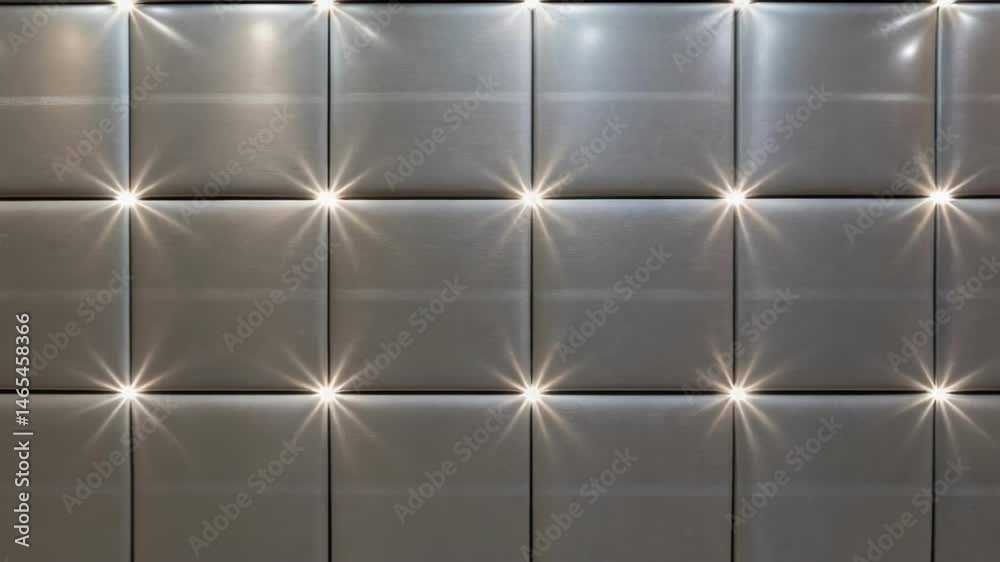 Poster A medium closeup of an innovative wall covering featuring embedded photocatalytic compounds with light playfully reflecting signifying its active cleaning capabilities in action.