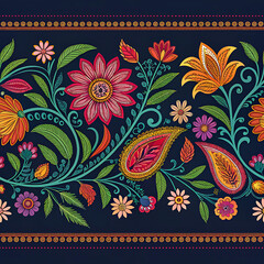 Traditional nakshi kantha inspired border design.