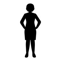 Black Silhouette of a Woman Standing with Hands on Hips a Simple Minimalist Vector Illustration