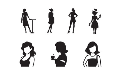 Stylish and cafe ladies icon