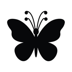 Black and White Butterfly Silhouette Simple Insect Icon Graphic Design Element