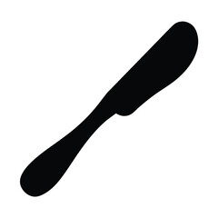 A Simple Black Silhouette of a Butter Knife Icon for Kitchen Utensils