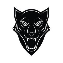 A bold black panther head vector graphic roaring aggressively perfect for team mascots and logo designs.