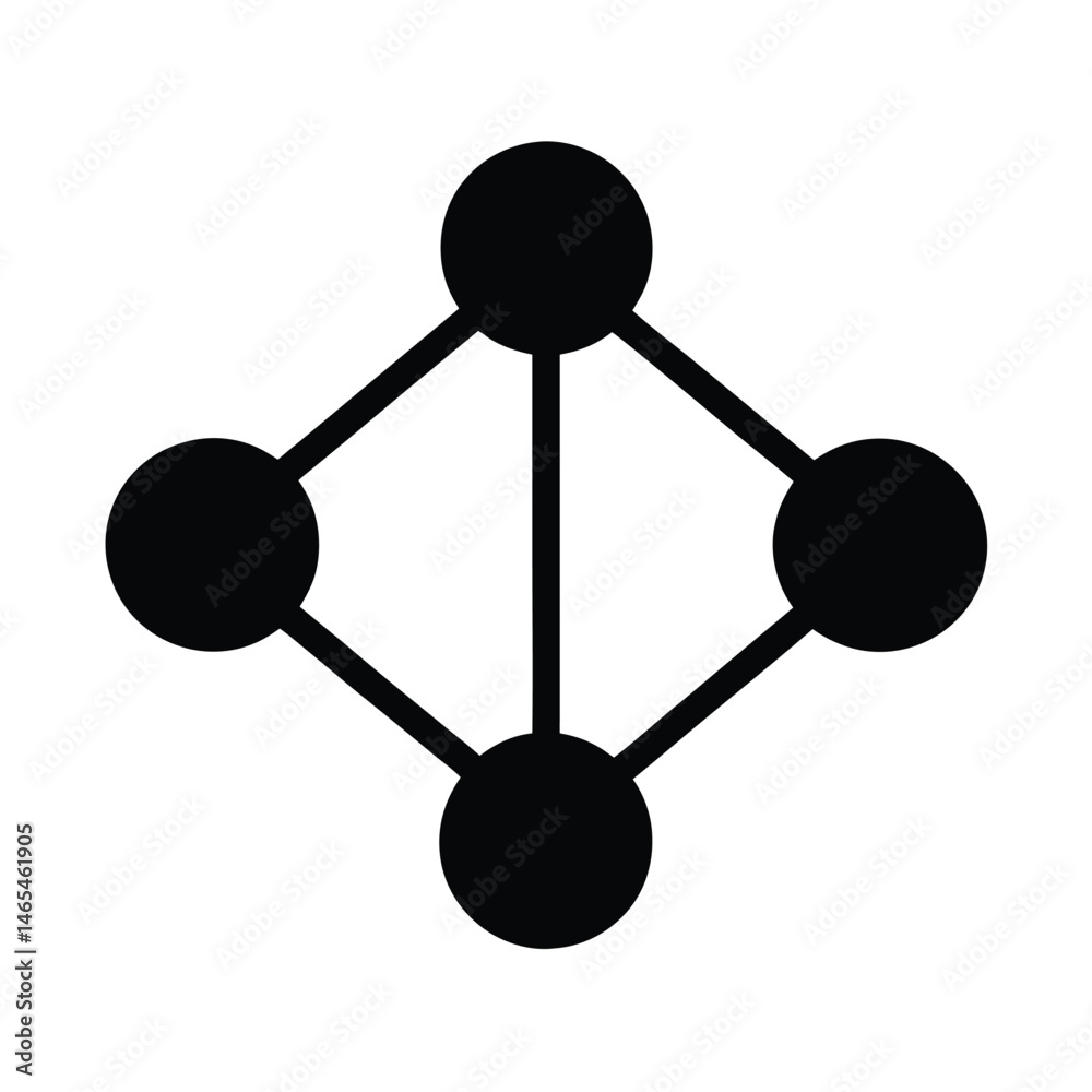 Poster simple and elegant black and white diagram representing interconnected nodes and data connections wi