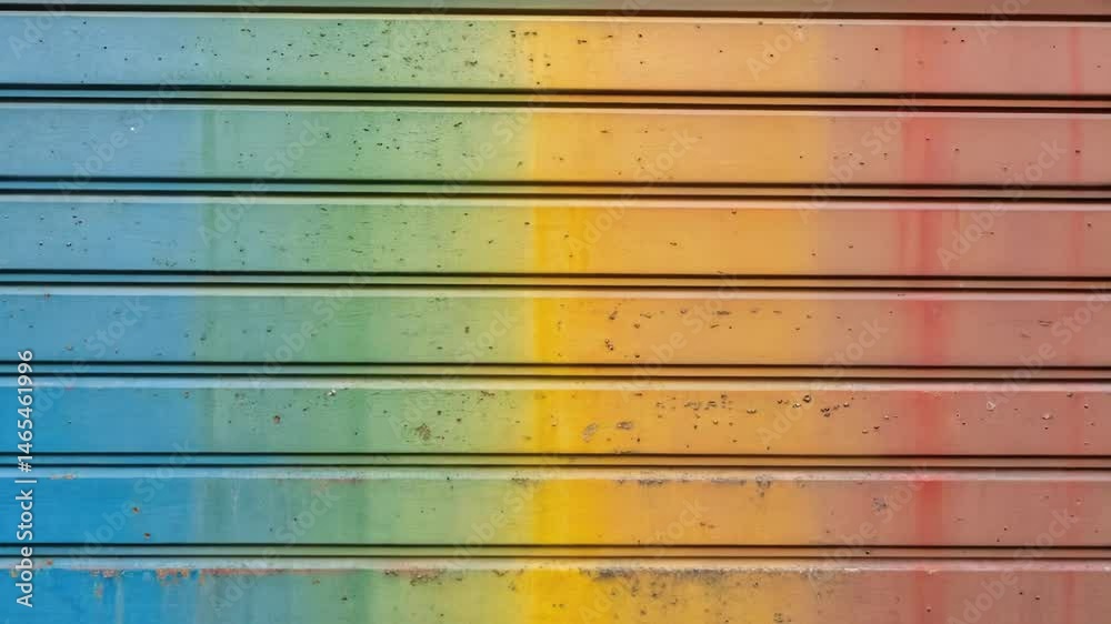 Poster A medium closeup of a weathered facade showing the vibrant colors of selfhealing paint that responds to UV light with a focus on the transition between damaged and repaired areas.