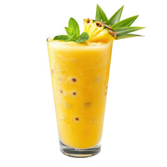 Passionfruit Pineapple Punch Shake isolated on transparent background .