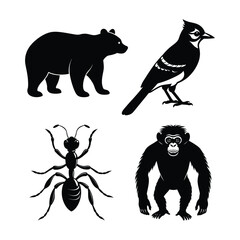 set of silhouettes of animals