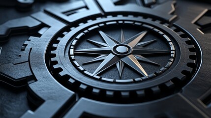 Fototapeta premium A modern graphic design featuring intricate black geometric patterns and a star motif is highly suitable for various projects