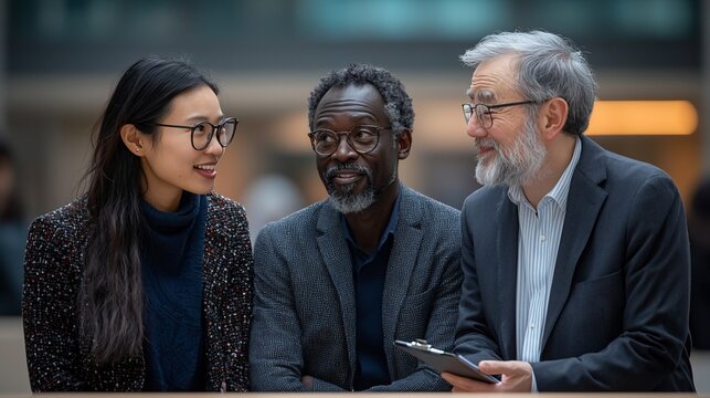 Diverse business people in discussion