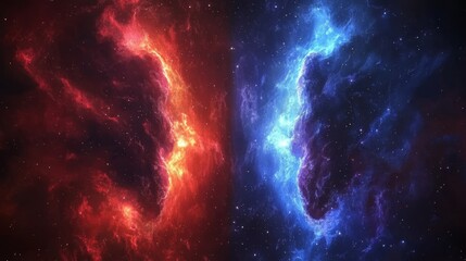 Obraz premium A dazzling astronomical display characterized by vibrant colors and swirling clouds of gas