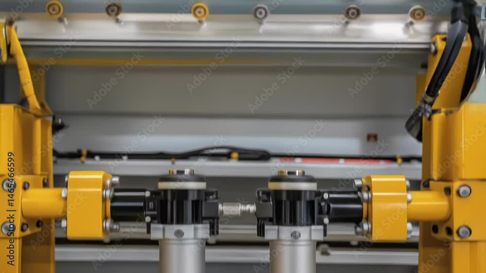 Aufkleber A medium closeup view of the robotic joints and hydraulic systems displaying the engineering intricacies that allow for fluid movement and manipulation during the painting process.