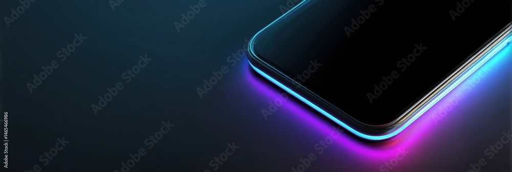 Poster Neon Effect Gadget Outline Highlighting a Clean Tech Zone, Showcasing Modern Design and Aesthetic Appeal Generative AI