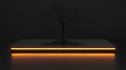 Obraz premium From a smartphone, a tree grows, signifying the integration of the natural world and modern technology
