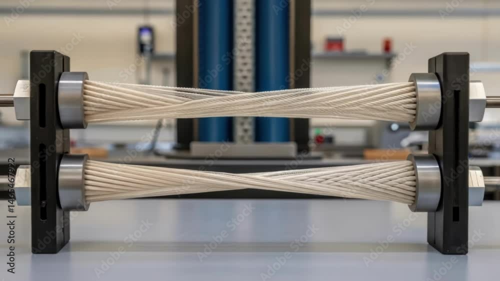 Poster An image of a composite material being tested under tension with the fibers visibly stretching illustrating its remarkable strength and flexibility.