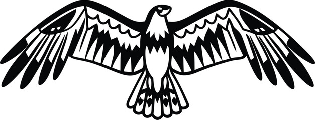 Cute Tribal Style Osprey Logo Art Silhouette Vector, angel wings vector