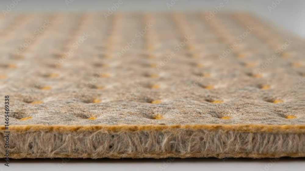 Poster An upclose view of a thermal insulation layer made from composite materials showcasing its fibrous texture and the air pockets that contribute to its heat resistance.
