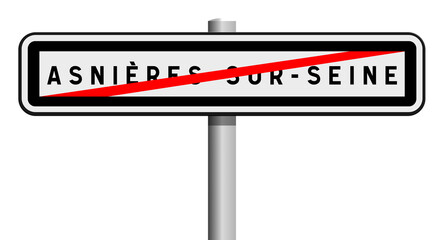 Panneau de sortie Asnières-sur-Seine, Hauts-de-Seine, Île-de-France