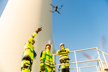 Wind turbine farm engineer, green energy engineering, eco-friendly electricity power technology...