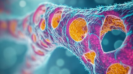 Stylized Representation of the Endoplasmic Reticulum Showcasing Intricate Structures and Colors
