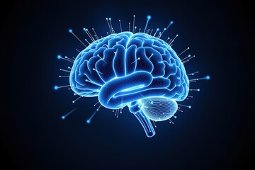 Blue - toned medical illustration of the brain with neural connections, emphasizing the complexity of the nervous system, suitable for educational, scientific, and medical - related presentations.