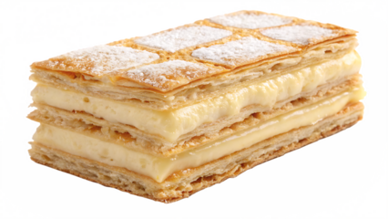 mille feuille piece of cake on white background