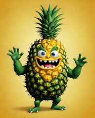 funny cartoon zombie pineapple