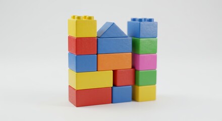 Colorful toy blocks construction representing building concepts