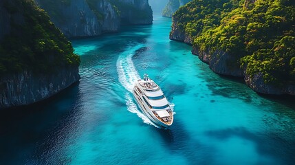 Luxury yacht cruising tropical paradise ocean high resolution hd photo