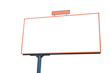 Fototapeta premium Close-up Isolate red color billboard mockup on white background.