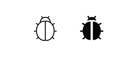 ladybug icon, bug line and flat icons set, editable stroke isolated on white, linear vector outline illustration, symbol logo design style