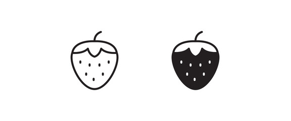 Garden strawberry fruit icon or strawberries icons vector, sign, symbol, logo, illustration, editable stroke, flat design style isolated on white linear