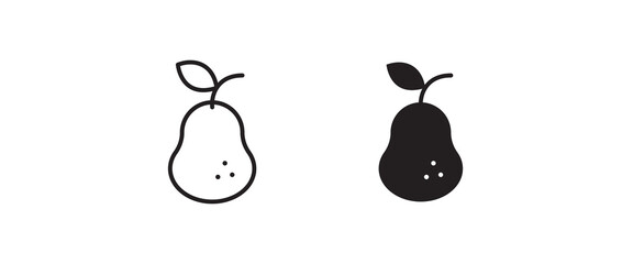 Fresh pear icon, Green pear fruit icon symbol logo illustration,editable stroke, flat design style isolated on white.