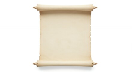 Isolated antique parchment scroll on a plain white background
