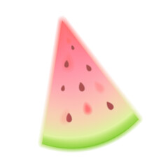 Watermelon slice soft gradient. Summer juicy fruits, mesh gradient. Vector element