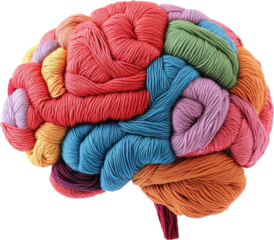 Colorful Yarn Brain Represents Creativity and Mental Wellness
