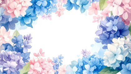 Abstract border frame of flowers painting with spring flowers Hyacinth background graphic resource
