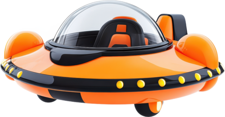 Futuristic Orange Flying Saucer Vehicle