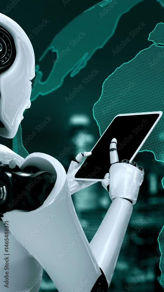 Poster future financial technology controll by ai robot huminoid uses machine learning and artificial intel