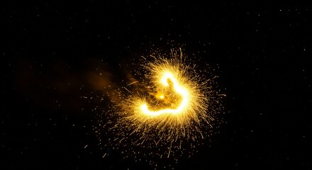 Heart-shaped sparkler explosion in the night sky