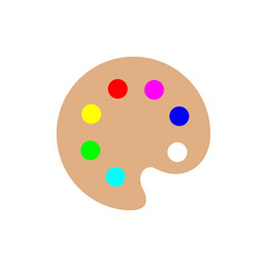 The palette icon. An attribute of an artist, paint, or creative workshop. Indicates a change in the theme, background, or color palette of an application or interface. Raster icon.