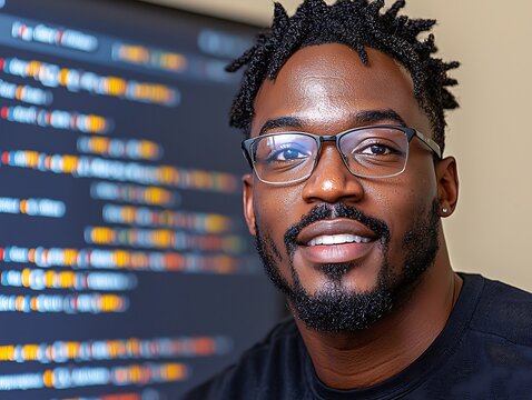 Smiling man with glasses, dark hair, and goatee