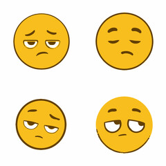 Fototapeta premium Relieved emoji icons, vector icons, simple shapes, icon sheet