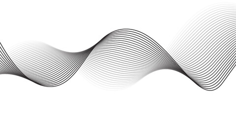 Flowing dots particles wave pattern black isolated on white background. Vector in concept of technology, science, music, modern. vector